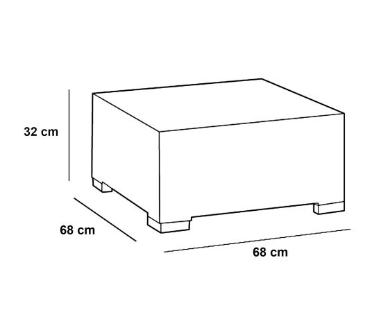 Allibert California Tisch, Hocker, anthrazit - Dimension, Abmessungen: H 32 cm x L 68 cm x B 68 cm