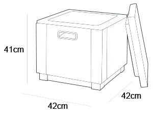 Allibert ICE Cube anthrazit, Kühlbox - Dimension, Abmessungen: H 41 cm x L 42 cm x B 42 cm