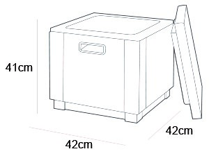 Allibert ICE Cube anthrazit, Kühlbox - Dimension, Abmessungen: H 41 cm x L 42 cm x B 42 cm