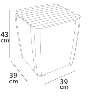 Allibert Luzon Tisch, Luzon Hocker, Gartenmöbel - Dimension, Abmessungen: H 43 cm x L 39 cm x B 39 cm