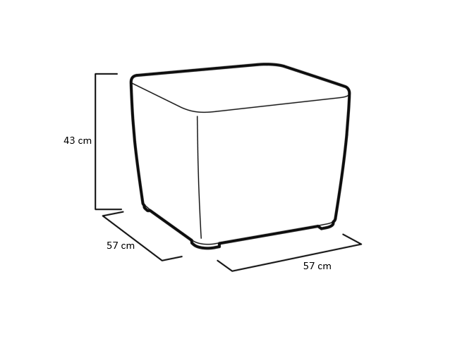 Allibert Luzon Tisch Plus, Luzon Hocker plus, Gartenmöbel - Dimension, Abmessungen: H 43 cm x L 57 cm x B 57 cm