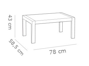 Allibert Orlando Tisch, Tisch, Gartenmöbel - Dimension, Abmessungen: H 43 cm x L 78 cm x B 59 cm