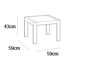 Allibert Orlando Tisch, Tisch, Gartenmöbel - Dimension, Abmessungen: H 43 cm x L 59 cm x B 59 cm