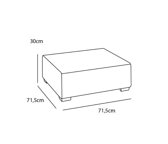 Allibert Salta Hocker, Tisch, Gartenmöbel - Dimension, Abmessungen: H 30 cm x L 71,5 cm x B 71,5 cm