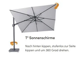 Platinum Sonnenschirm Challenger T2 2D Drehbarkeit und Neigung Illustration