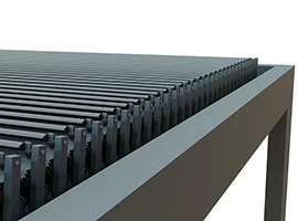 Nahaufnahme Lamellen der Weide Infinity Pergola