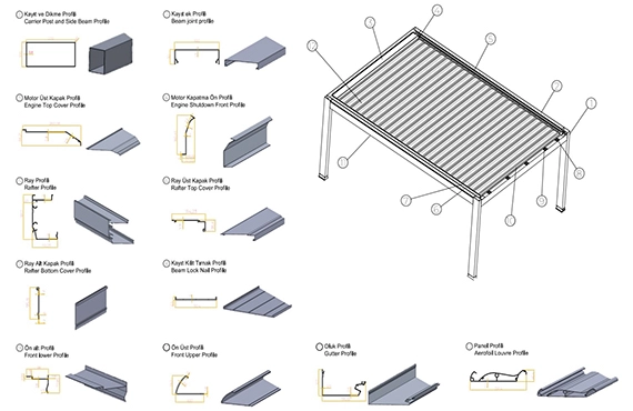 Maßzeichnung / Bauteile – Pergola Skizze