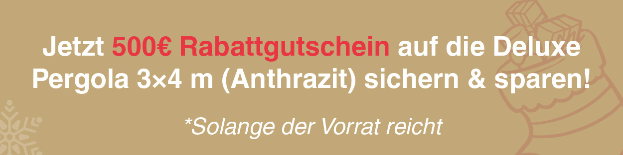 500€ Rabatt auf die Weide Deluxe Pergola 3×4 m Anthrazit