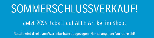 20% Rabatt auf alle Artikel im Shop